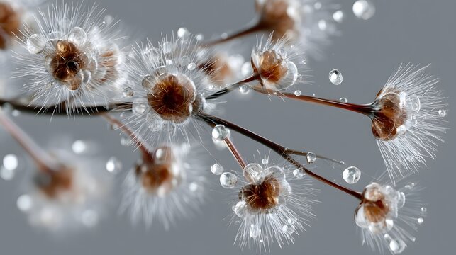Soft white flowers cluster on a branch
