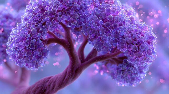 Vibrant purple blooms cluster on a single tree