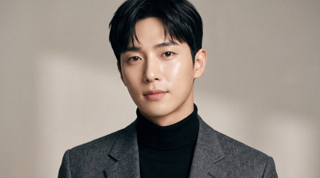 Confident Young Korean Man for Premium Cosmetic Advertising