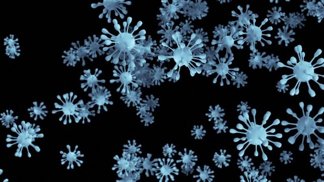 A constant flow of virus cells. 3d animation 4k seamless loop