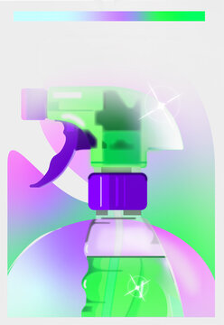 Futuristic Neon Spray Bottle &ndash; Colorful Gradient Cleaning Product Illustration