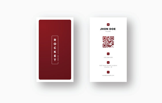 Minimalist Vertical Business Card with QR Code and Contact Information