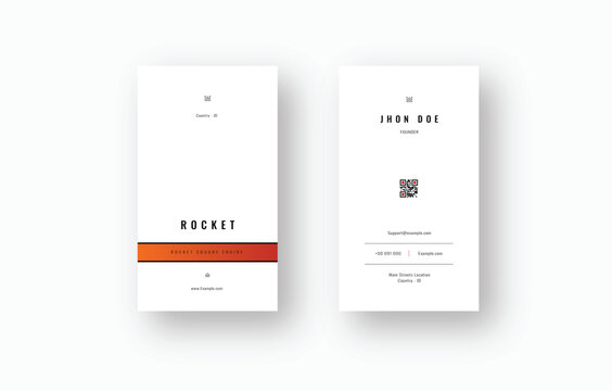 Modern White Orange Vertical Business Card with QR Code
