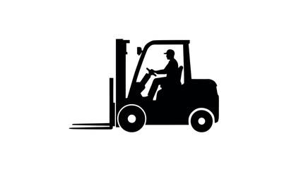 Naklejka premium Forklift Silhouette Icon Industrial Warehouse Equipment Illustration Minimalist Utility Vehicle Design for Heavy Material Handling Cargo Transport Logistics Branding Durable Machinery Symbol Construct