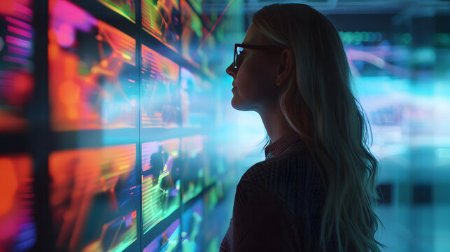 Futuristic holographic management dashboard for nonprofit strategy, leadership, and growth