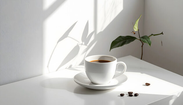 Minimalist coffee composition with elegant styling, warm tones, and modern cafe appeal.