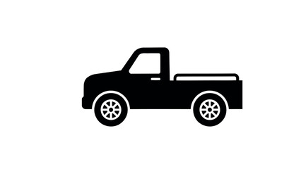 Fototapeta premium Pickup Truck Silhouette Icon Minimalist Utility Vehicle Illustration Rugged Automotive Design for Cargo Hauling Transportation Services Rural Lifestyle Branding Durable Work Truck Graphic Industrial E