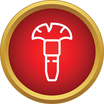 Hieroglyphic symbol of the uraeus cobra in a golden circle with red background