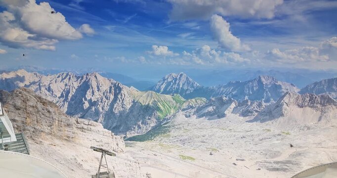 Zugspitze summit view over Zugspitzplatt and Reintal valley