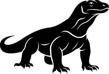 Fototapeta premium Komodo Dragon Silhouette Illustration Standing Profile View Graphic Art Design