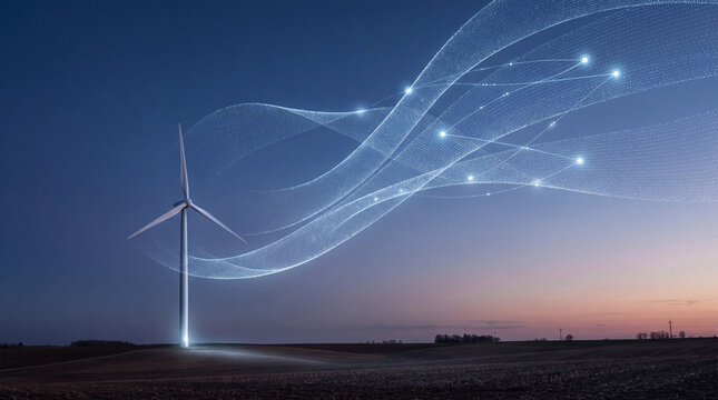 Wind Turbine with Flowing Digital Data Network for Smart Renewable Energy and Power Grid Technology