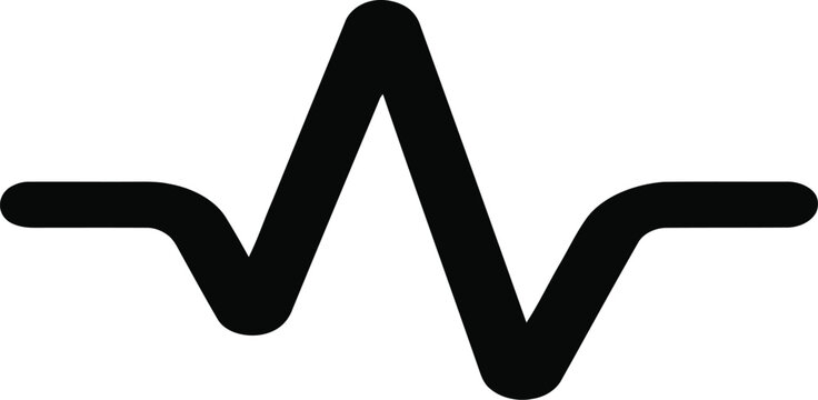 Minimalist black heartbeat pulse signal line icon isolated on clean solid white background with minimalist graphic style, waveform icon centered