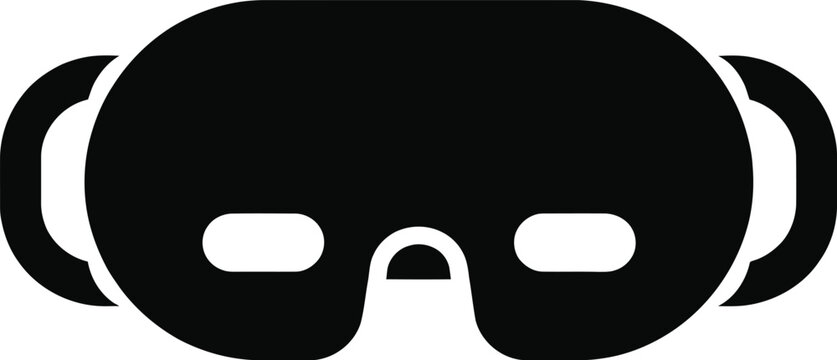 Minimalist virtual reality headset icon representing digital immersion technology and modern interactive gaming hardware tools with plain white background