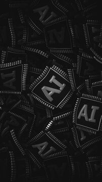 AI CPU Chips Processor Animation Background, Looped
