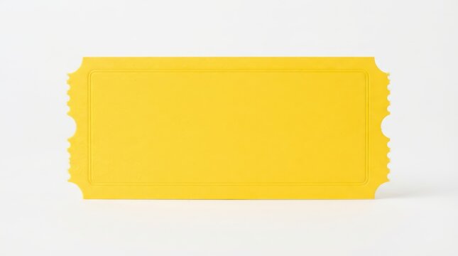Blank yellow ticket stub isolated on white background