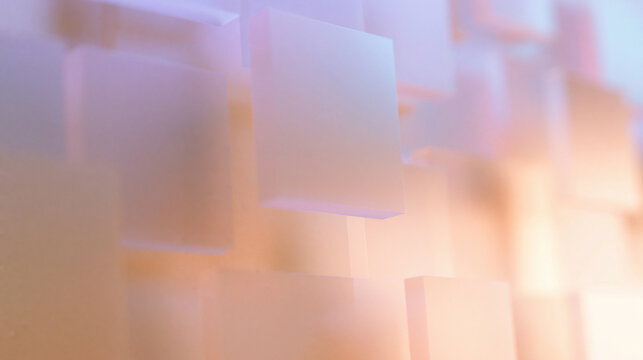 Abstract Geometric 3D Translucent Cubes Background with Warm Lighting