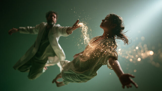 Doctor Reaching Toward Floating Patient with Glowing Healing Light