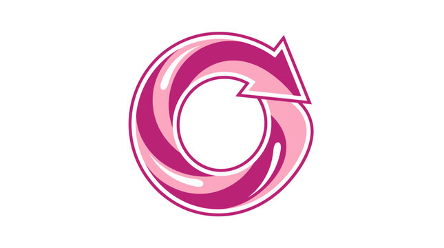 Modern flat vector illustration of an overlapping pink circular cycle logo symbol