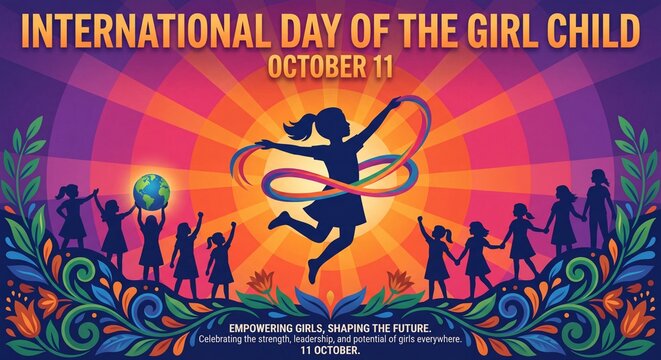 International Day of the Girl Child colorful graphic poster