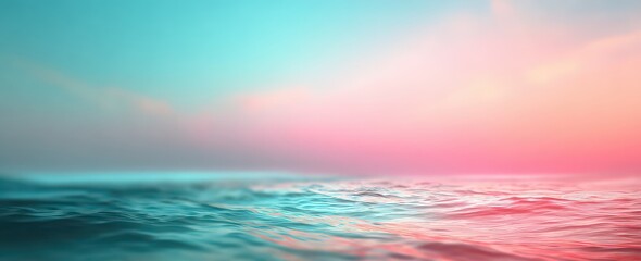 Fototapeta premium Ocean Surface With Gradient Sky Background in Blue and Pink Colors Reflecting Sunlight Over Calm Water