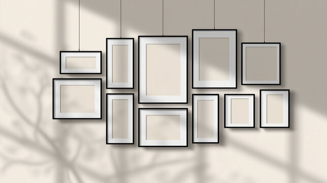 Wooden border templates with clothesline design provide creative display solutions for posters, certificates, and modern gallery arrangements.