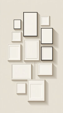 Wooden border templates with clothesline design provide creative display solutions for posters, certificates, and modern gallery arrangements.