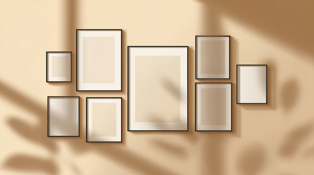 Wooden border templates with clothesline design provide creative display solutions for posters, certificates, and modern gallery arrangements.