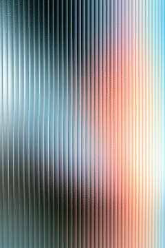 Ribbed glass background with pastel light refraction and fluted texture