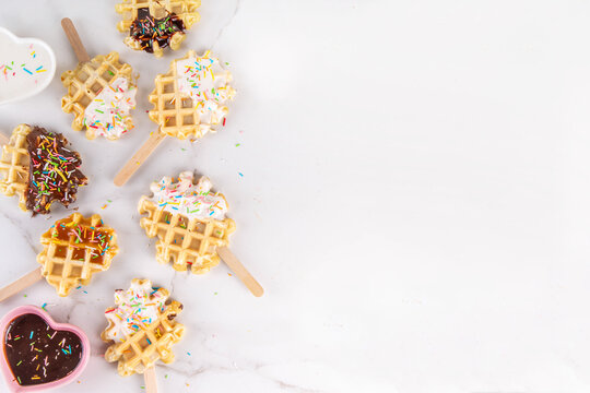Mini Waffle Pops with Candy Sprinkles