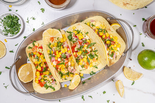 Breakfast Egg Tacos with Scrambled Egg and Vegetable Salad