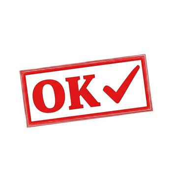 Red ok checkmark icon in vector frame