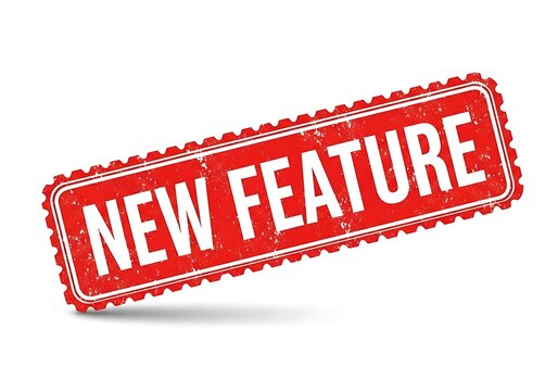 Red embroidered new feature text ribbon design