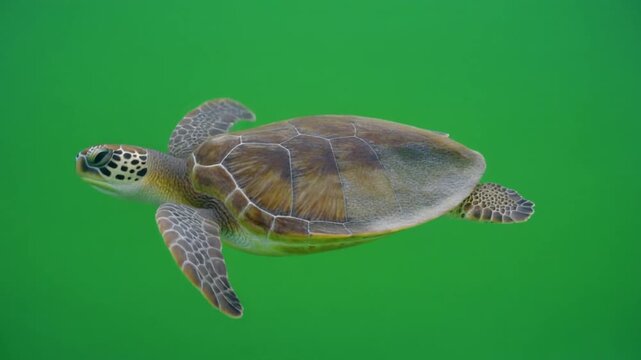 Marine Life Sea Turtle Underwater Motion Isolated Green Screen Footage