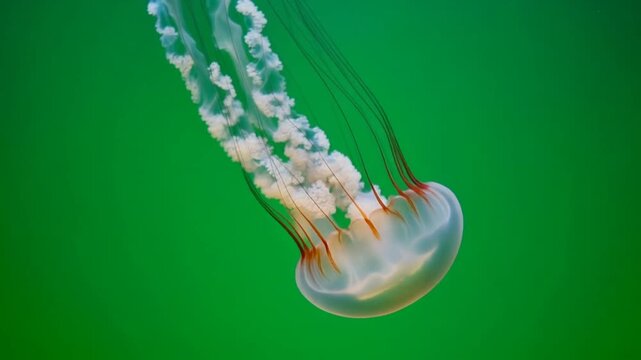 Translucent Medusa Jellyfish Pulsing Underwater Isolated Green Screen Footage