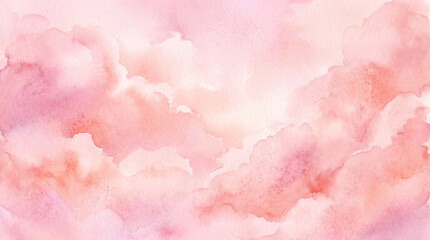 Fototapeta premium Soft pink watercolor sunset sky background for wedding invitation