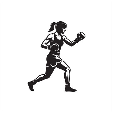 Female boxer training or jogging stance vector asset