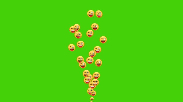 laugh face emoji social media Live streaming style animated icon explosion with alpha channel transparent background. 4k