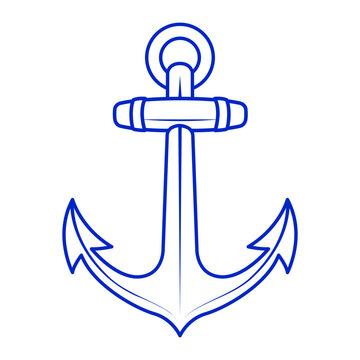 classic nautical anchor line art icon clip art