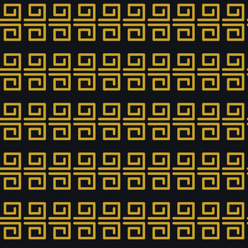 Greek key meander seamless pattern black and gold luxury background