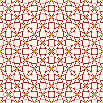 Shippou seamless pattern Japanese interlocking circles red and gold