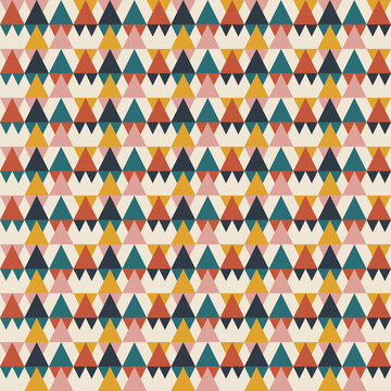 Triangle mosaic seamless pattern terracotta teal geometric background