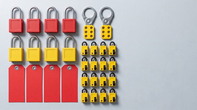 Color coded lockout hardware kit for safety training