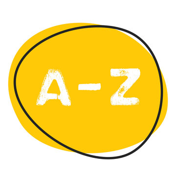 A-Z - Button in gelb orange mit Rahmen