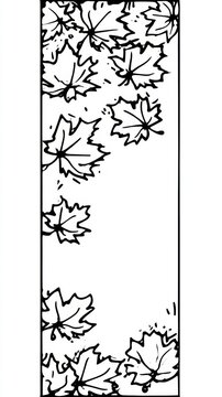 Maple leaves created in a hand-drawn style fill the corners with black outlines. This design is perfect for capturing autumn spirit.