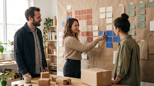 Founders organize holiday inventory planning wall