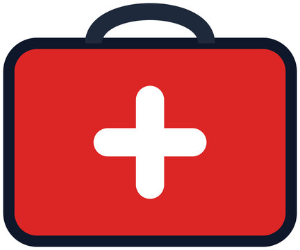 Red first aid kit icon representing medical emergency help