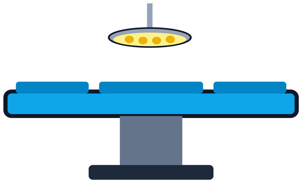 Operating room table with surgical light illustration