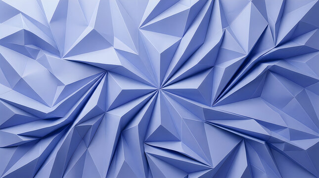 Periwinkle blue origami paper background with geometric folded triangular patterns.