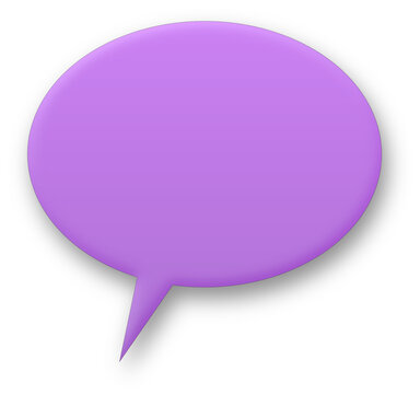 Purple speech bubble graphic element with transparent background