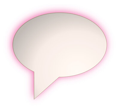 White speech bubble with glowing pink border on transparent background